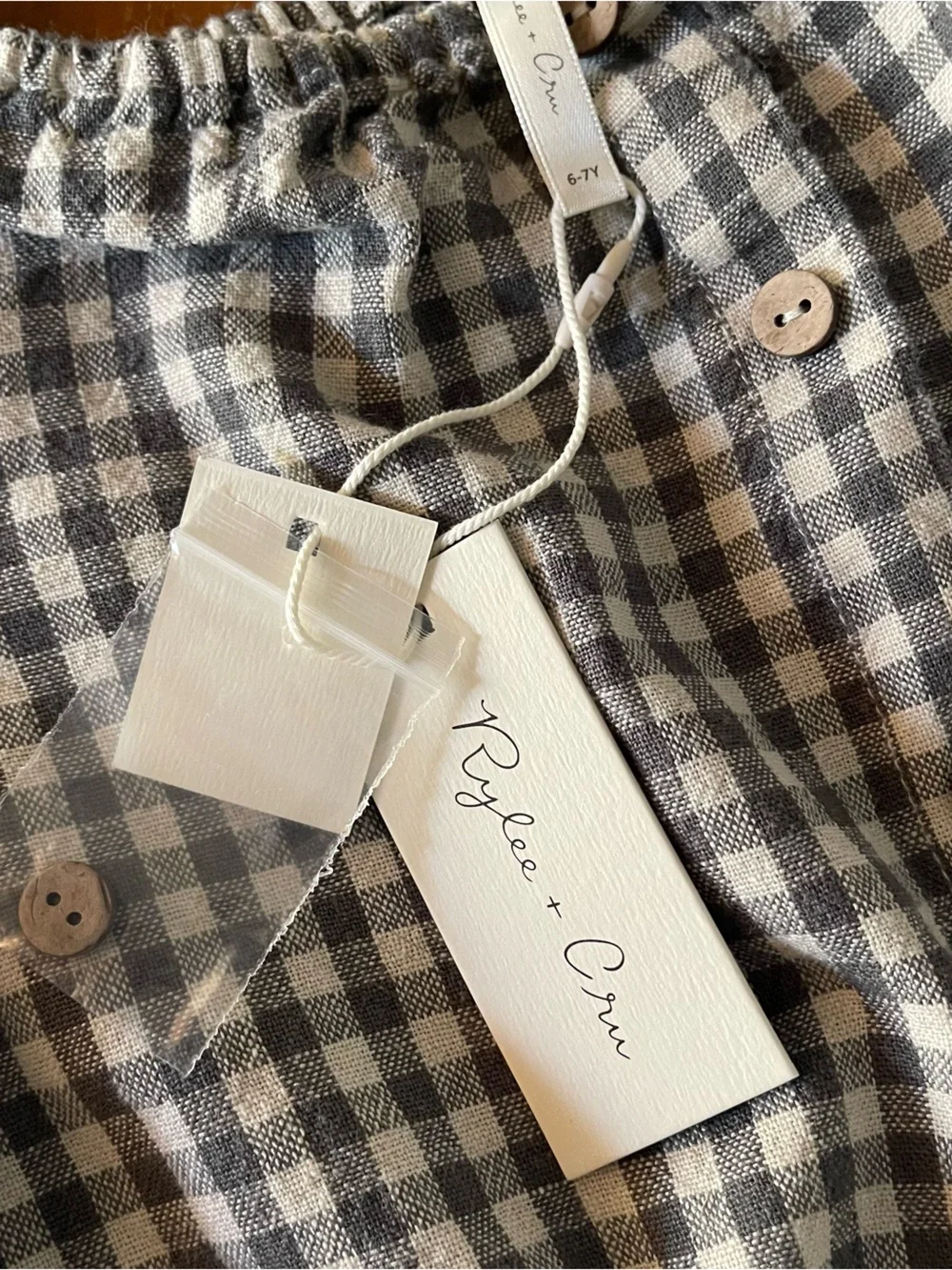 Rylee + Cru Green and White Gingham Top with matching skirt.